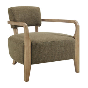 Modway Furniture Zinnia Linen Blend Accent Chair with Rubberwood Arms for Modern Living Rooms Green EEI-7718-OLI