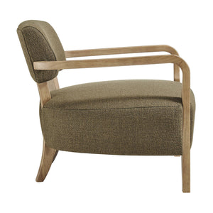 Modway Furniture Zinnia Linen Blend Accent Chair with Rubberwood Arms for Modern Living Rooms Green EEI-7718-OLI