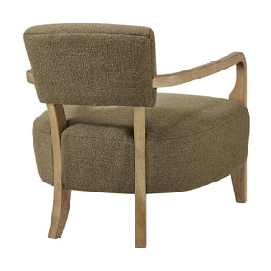 Modway Furniture Zinnia Linen Blend Accent Chair with Rubberwood Arms for Modern Living Rooms Green EEI-7718-OLI