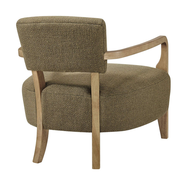 Modway Furniture Zinnia Linen Blend Accent Chair with Rubberwood Arms for Modern Living Rooms Green EEI-7718-OLI