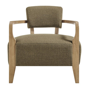 Modway Furniture Zinnia Linen Blend Accent Chair with Rubberwood Arms for Modern Living Rooms Green EEI-7718-OLI