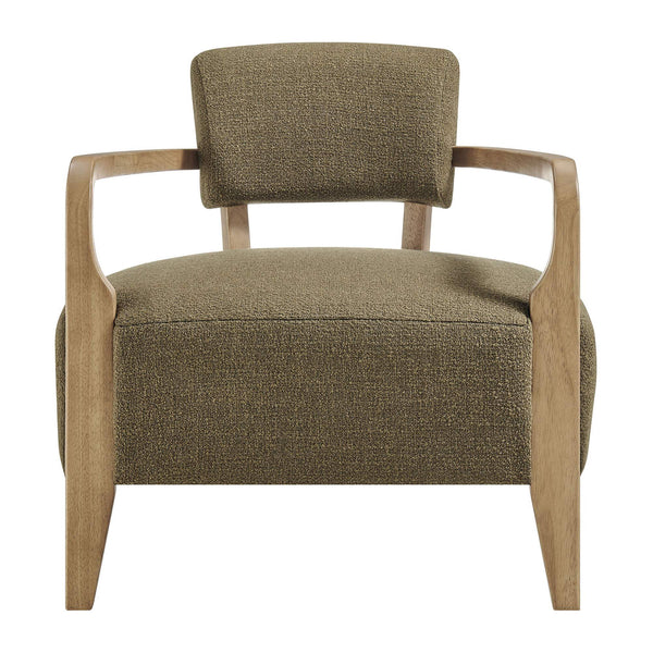 Modway Furniture Zinnia Linen Blend Accent Chair with Rubberwood Arms for Modern Living Rooms Green EEI-7718-OLI