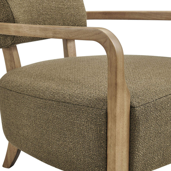 Modway Furniture Zinnia Linen Blend Accent Chair with Rubberwood Arms for Modern Living Rooms Green EEI-7718-OLI
