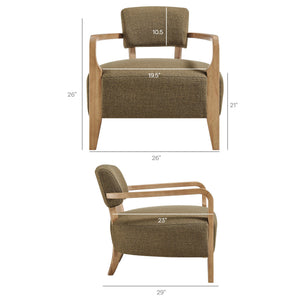 Modway Furniture Zinnia Linen Blend Accent Chair with Rubberwood Arms for Modern Living Rooms Green EEI-7718-OLI
