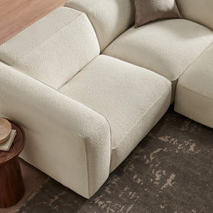 Modway Furniture Auren Modway Bouclé Three Piece Modular Seating Set with Ottoman for Modern Living White EEI-7719-CRE