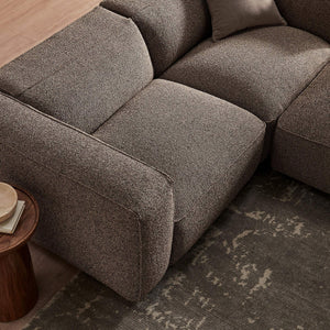 Modway Furniture Auren Modway Bouclé Three Piece Modular Seating Set with Ottoman for Modern Living Brown EEI-7719-ETH