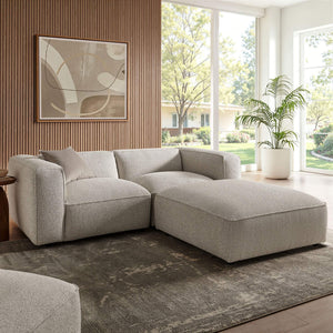 Modway Furniture Auren Modway Bouclé Three Piece Modular Seating Set with Ottoman for Modern Living Gray EEI-7719-FOG