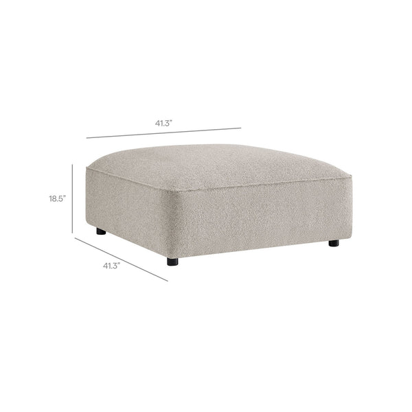 Modway Furniture Auren Modway Bouclé Three Piece Modular Seating Set with Ottoman for Modern Living Gray EEI-7719-FOG