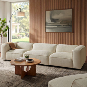 Modway Furniture Auren Three Piece Bouclé Modular Sofa with Hardwood Legs for Modern Living Rooms White EEI-7720-CRE