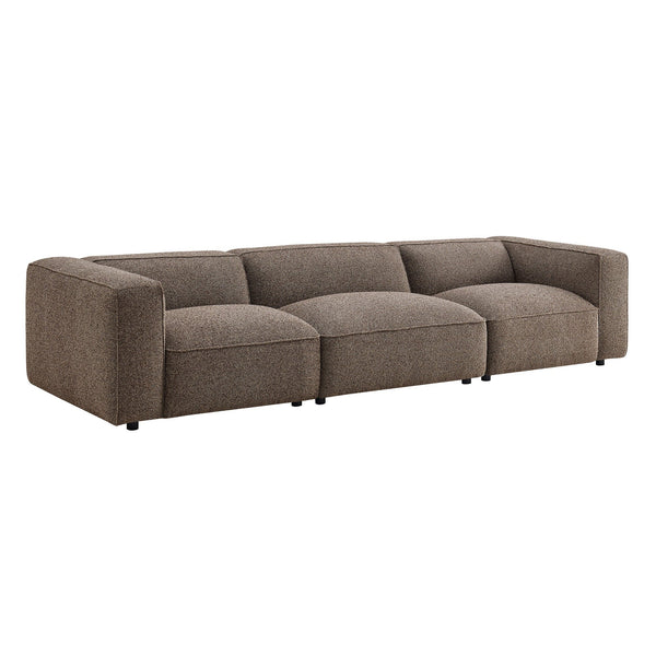Modway Furniture Auren Three Piece Bouclé Modular Sofa with Hardwood Legs for Modern Living Rooms Brown EEI-7720-ETH