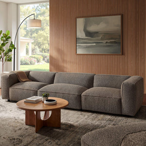 Modway Furniture Auren Three Piece Bouclé Modular Sofa with Hardwood Legs for Modern Living Rooms Brown EEI-7720-ETH