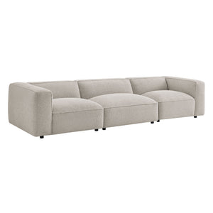 Modway Furniture Auren Three Piece Bouclé Modular Sofa with Hardwood Legs for Modern Living Rooms Gray EEI-7720-FOG
