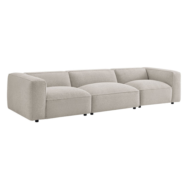 Modway Furniture Auren Three Piece Bouclé Modular Sofa with Hardwood Legs for Modern Living Rooms Gray EEI-7720-FOG