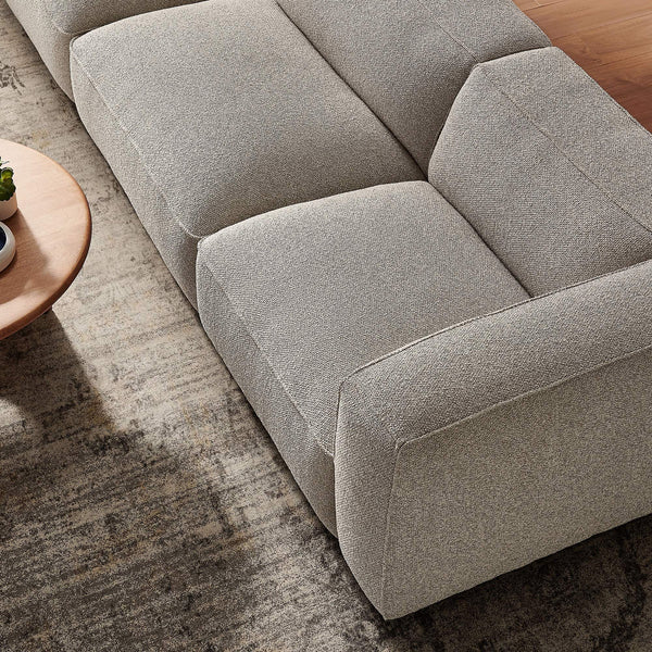 Modway Furniture Auren Three Piece Bouclé Modular Sofa with Hardwood Legs for Modern Living Rooms Gray EEI-7720-FOG