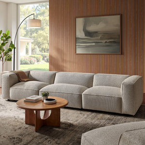 Modway Furniture Auren Three Piece Bouclé Modular Sofa with Hardwood Legs for Modern Living Rooms Gray EEI-7720-FOG