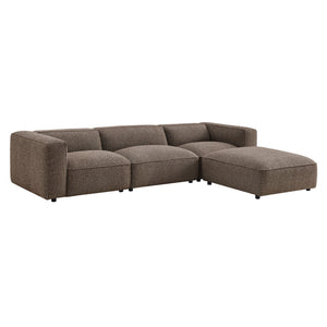 Modway Furniture Auren Four Piece Bouclé Modular Sectional with Ottoman for Modern Living Spaces Brown EEI-7721-ETH