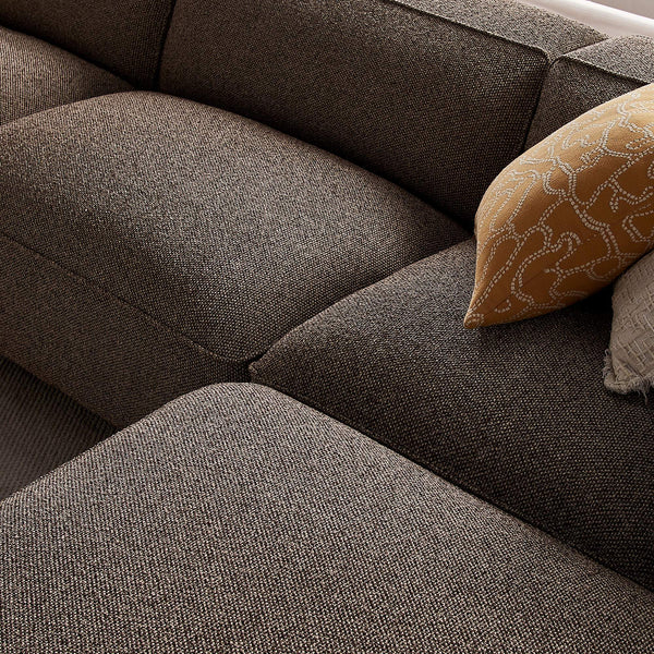 Modway Furniture Auren Four Piece Bouclé Modular Sectional with Ottoman for Modern Living Spaces Brown EEI-7721-ETH