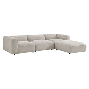 Modway Furniture Auren Four Piece Bouclé Modular Sectional with Ottoman for Modern Living Spaces Gray EEI-7721-FOG