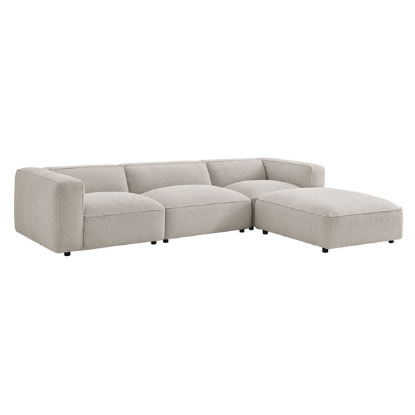 Modway Furniture Auren Four Piece Bouclé Modular Sectional with Ottoman for Modern Living Spaces Gray EEI-7721-FOG
