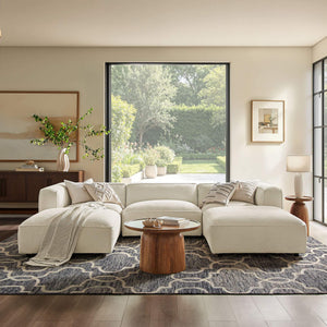 Modway Furniture Auren Five Piece Bouclé Modular Sectional with Pocket Springs for Modern Living Rooms White EEI-7722-CRE