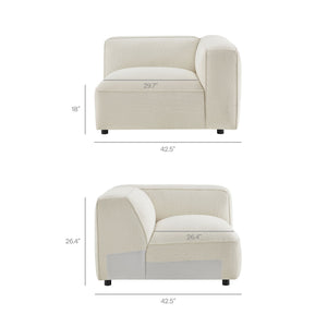 Modway Furniture Auren Five Piece Bouclé Modular Sectional with Pocket Springs for Modern Living Rooms White EEI-7722-CRE