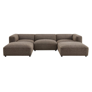 Modway Furniture Auren Five Piece Bouclé Modular Sectional with Pocket Springs for Modern Living Rooms Brown EEI-7722-ETH