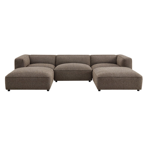 Modway Furniture Auren Five Piece Bouclé Modular Sectional with Pocket Springs for Modern Living Rooms Brown EEI-7722-ETH