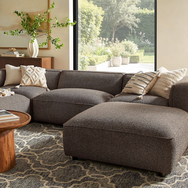 Modway Furniture Auren Five Piece Bouclé Modular Sectional with Pocket Springs for Modern Living Rooms Brown EEI-7722-ETH