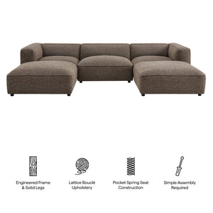 Modway Furniture Auren Five Piece Bouclé Modular Sectional with Pocket Springs for Modern Living Rooms Brown EEI-7722-ETH