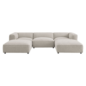 Modway Furniture Auren Five Piece Bouclé Modular Sectional with Pocket Springs for Modern Living Rooms Gray EEI-7722-FOG