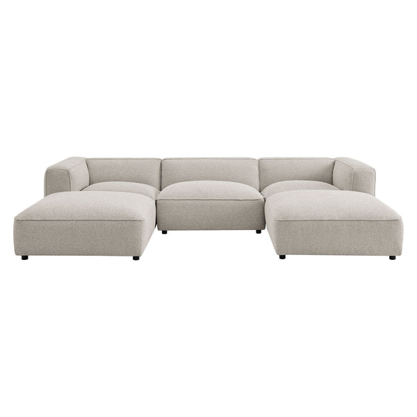 Modway Furniture Auren Five Piece Bouclé Modular Sectional with Pocket Springs for Modern Living Rooms Gray EEI-7722-FOG