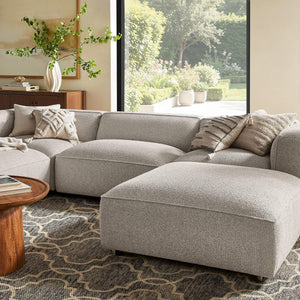 Modway Furniture Auren Five Piece Bouclé Modular Sectional with Pocket Springs for Modern Living Rooms Gray EEI-7722-FOG