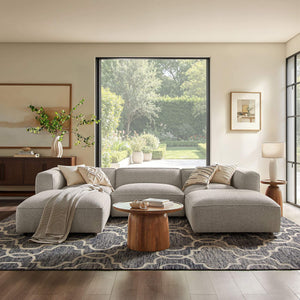 Modway Furniture Auren Five Piece Bouclé Modular Sectional with Pocket Springs for Modern Living Rooms Gray EEI-7722-FOG