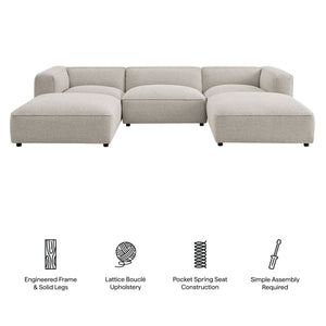 Modway Furniture Auren Five Piece Bouclé Modular Sectional with Pocket Springs for Modern Living Rooms Gray EEI-7722-FOG