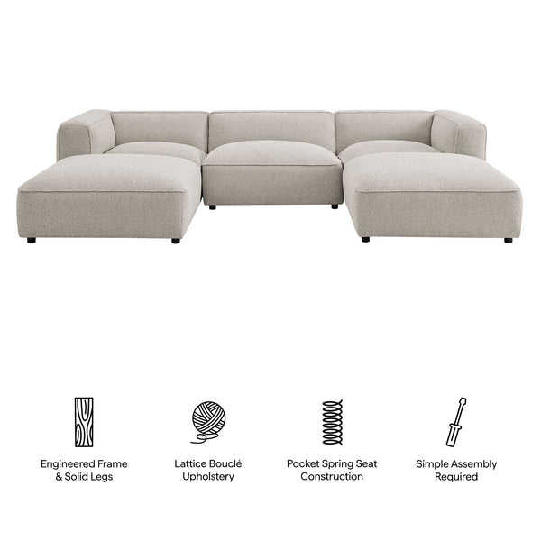 Modway Furniture Auren Five Piece Bouclé Modular Sectional with Pocket Springs for Modern Living Rooms Gray EEI-7722-FOG
