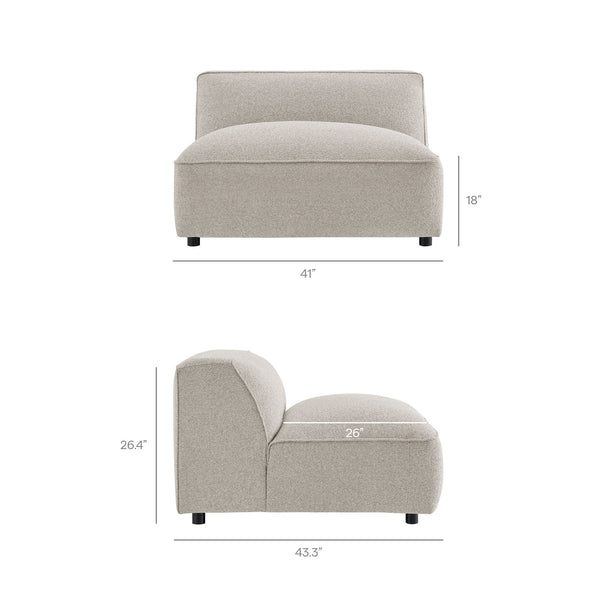 Modway Furniture Auren Five Piece Bouclé Modular Sectional with Pocket Springs for Modern Living Rooms Gray EEI-7722-FOG