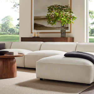 Modway Furniture Auren Bouclé Six Piece Modular Sectional with Ottomans for Contemporary Living Rooms White EEI-7723-CRE