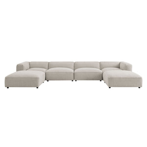 Modway Furniture Auren Bouclé Six Piece Modular Sectional with Ottomans for Contemporary Living Rooms Gray EEI-7723-FOG