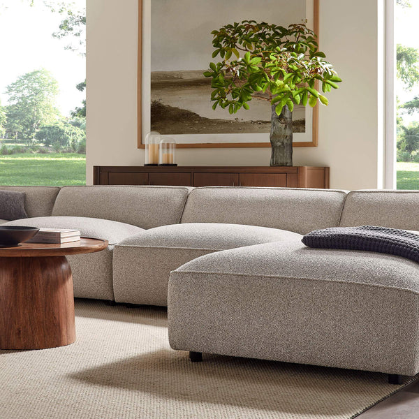 Modway Furniture Auren Bouclé Six Piece Modular Sectional with Ottomans for Contemporary Living Rooms Gray EEI-7723-FOG