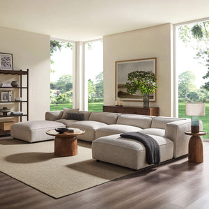 Modway Furniture Auren Bouclé Six Piece Modular Sectional with Ottomans for Contemporary Living Rooms Gray EEI-7723-FOG