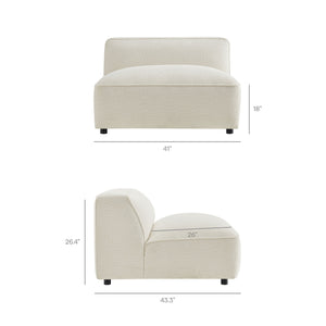 Modway Furniture Auren Five Piece Bouclé Modular Sectional with Deep Lounge Seating for Modern Living Cream EEI-7724-CRE