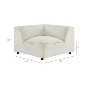 Modway Furniture Auren Five Piece Bouclé Modular Sectional with Deep Lounge Seating for Modern Living Cream EEI-7724-CRE