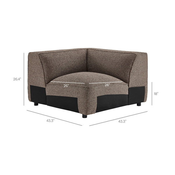 Modway Furniture Auren Five Piece Bouclé Modular Sectional with Deep Lounge Seating for Modern Living Ethereal EEI-7724-ETH