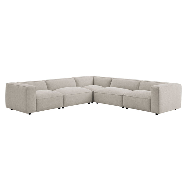 Modway Furniture Auren Five Piece Bouclé Modular Sectional with Deep Lounge Seating for Modern Living Fog EEI-7724-FOG