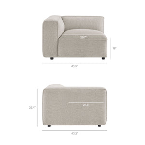 Modway Furniture Auren Five Piece Bouclé Modular Sectional with Deep Lounge Seating for Modern Living Fog EEI-7724-FOG