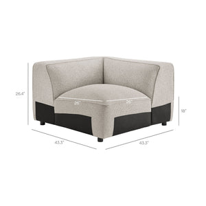 Modway Furniture Auren Five Piece Bouclé Modular Sectional with Deep Lounge Seating for Modern Living Fog EEI-7724-FOG