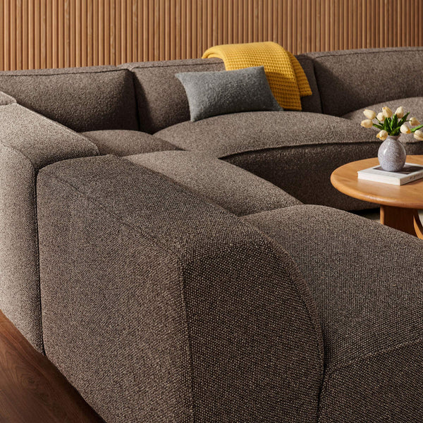 Modway Furniture Auren Bouclé Modular Sectional Five Piece Low Profile Lounge Sofa for Living Rooms Brown EEI-7725-ETH