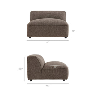 Modway Furniture Auren Bouclé Modular Sectional Five Piece Low Profile Lounge Sofa for Living Rooms Brown EEI-7725-ETH