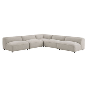 Modway Furniture Auren Bouclé Modular Sectional Five Piece Low Profile Lounge Sofa for Living Rooms Gray EEI-7725-FOG