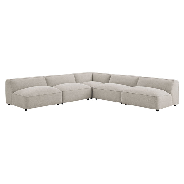 Modway Furniture Auren Bouclé Modular Sectional Five Piece Low Profile Lounge Sofa for Living Rooms Gray EEI-7725-FOG